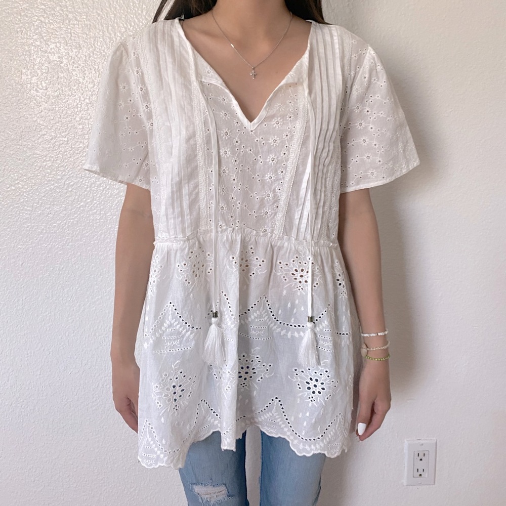 White boho style blouse